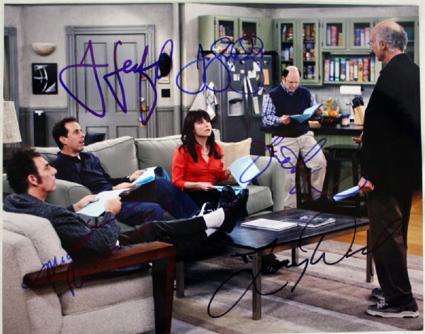 "Seinfeld" Cast Signed 11" x 14" Color Photo w/Larry David (5 Sigs)