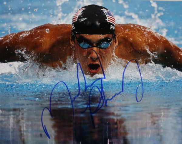 Michael Phelps Signed 11" x 14" Color Photo