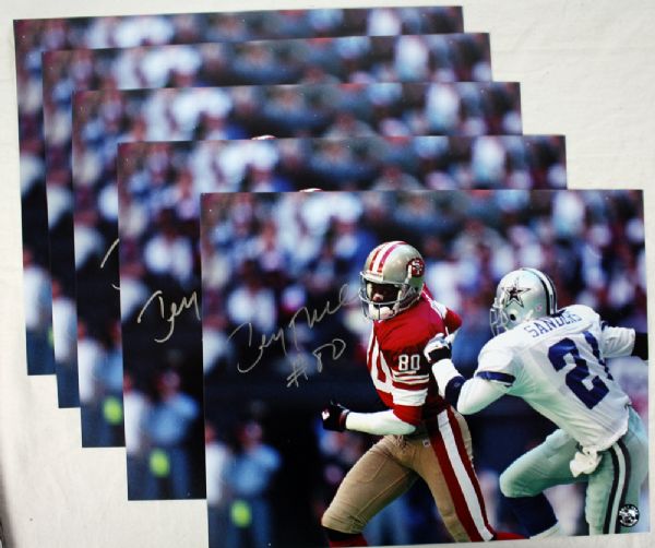 Jerry Rice: Lot of Five (5) Signed 11" x 14" Color Photos (Rice Holo)