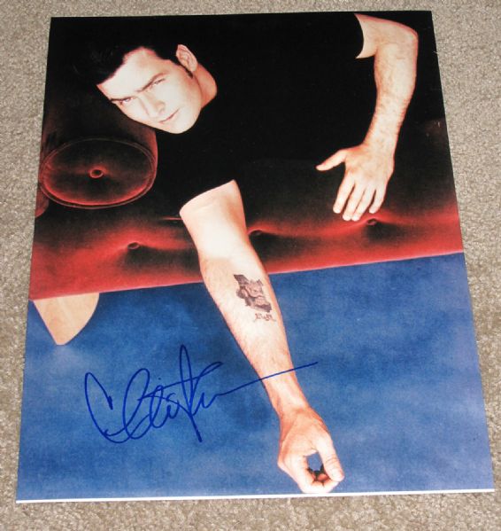 Charlie Sheen In-Person Signed 8" x 10" Color Photo