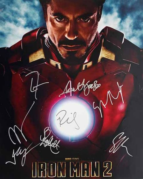 Iron Man 2 Cast Signed 16" x 20" Photo w/Downey, Johansson, Cheadle, etc. (8 Sigs) 