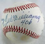 .400 Hitters: Ted Williams & Bill Terry Very Rare Dual Signed & Inscribed ONL Baseball (JSA)