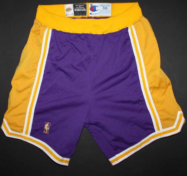 1996-97 Kobe Bryant Game Worn Lakers Basketball Shorts (Rookie Season!)