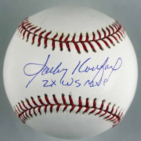 Sandy Koufax Signed OML Baseball w/Rare "2x WS MVP" Insc. (Steiner)