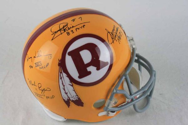 Redskins QB Greats Signed Full Size Helmet w/Jurgensen, Theismann, Williams & Rypien (JSA)
