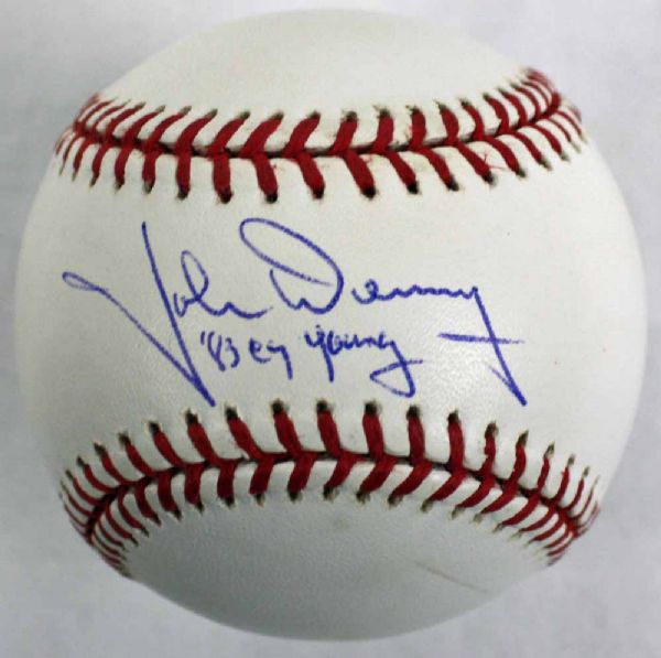 John Denny Signed OML Baseball with "83 Cy Young" Inscription