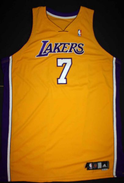 2006-07 Lamar Odom Game Worn Los Angeles Lakers Yellow Home Jersey