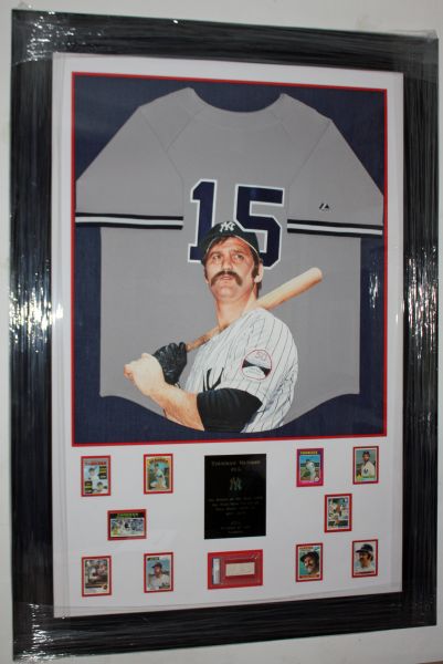 Thurman Munson Massive Framed Collectible Display with Painted Jersey PSA Encapsulated Autograph