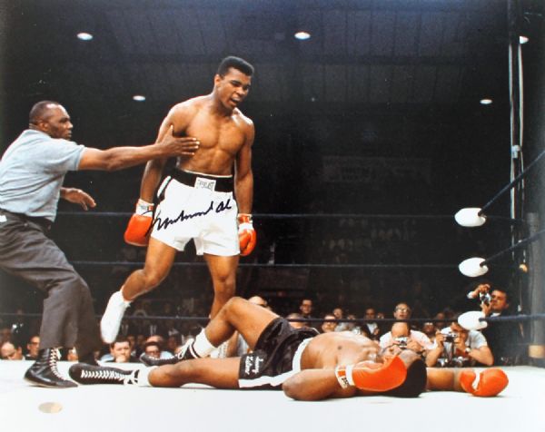 Muhammad Ali Signed 16" x 20" Color Photo (Liston KO)(Steiner Hologram)