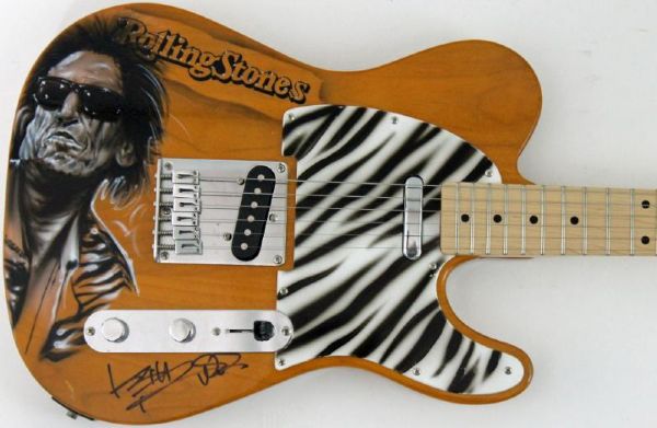 The Rolling Stones: Keith Richards Signed Custom Painted Fender Squier Telecaster Guitar (PSA/DNA)