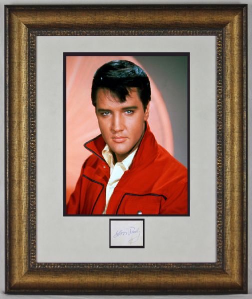 Elvis Presley Superb Ink Signature In Custom Framed Display (PSA/DNA)