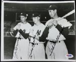 Mickey Mantle, Joe DiMaggio & Ted Williams Signed 8" x 10" B&W Photo (PSA/DNA)