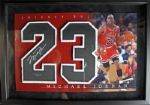Michael Jordan Signed Jersey Number in Custom Framed Display (UDA)