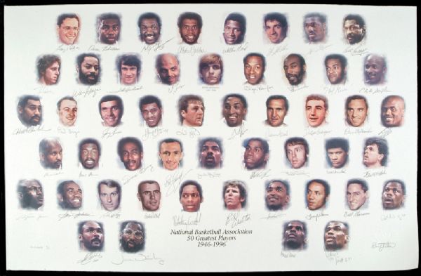 NBA 50 Greatest Players Signed Limited-Edition Lithograph - #1/1 Issued to Nate "Tiny" Archibald!