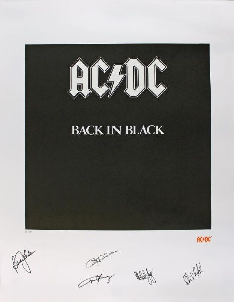 AC/DC Group Signed Limited Edition "Back in Black" Artists Proof Litho (#AP/36/50)