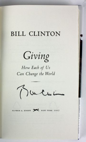 Bill Clinton Signed Hardcover First Edition Book: "Giving"
