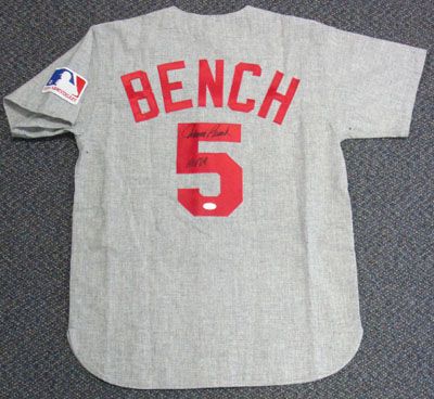 Lot Detail Johnny Bench Signed 1969 Mitchell Ness Reds Jersey W HOF