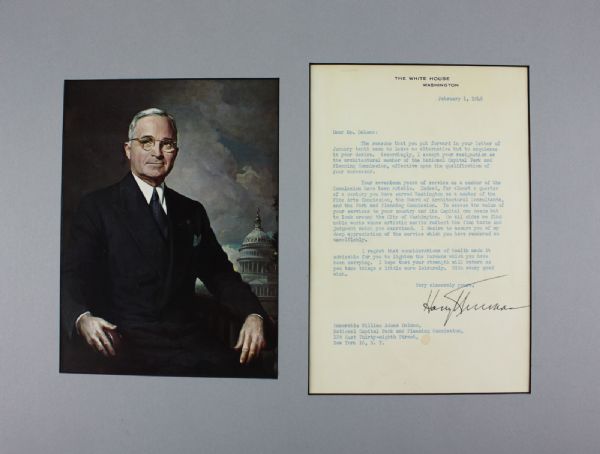 President Harry Truman Typed Signed Letter on White House Letterhead as President (JSA)