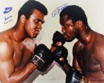 Muhammad Ali & Joe Frazier Dual Signed 16x20 Color Photo w/Ali Hand Drawn Ring Sketch & "Champ 3 Times" Inscription (JSA & PSA/DNA)