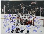 "Miracle on Ice" 1980 US Hockey Team Signed 16" x 20" Color Photo (20 Signatures)(Steiner)