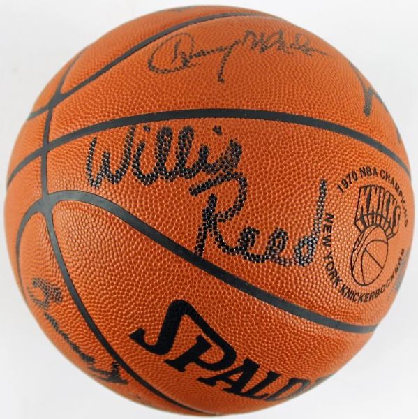 1969-70 NY Knicks (NBA Champs) Team Signed Commemorative NBA Basketball (8 Sigs)(Steiner)