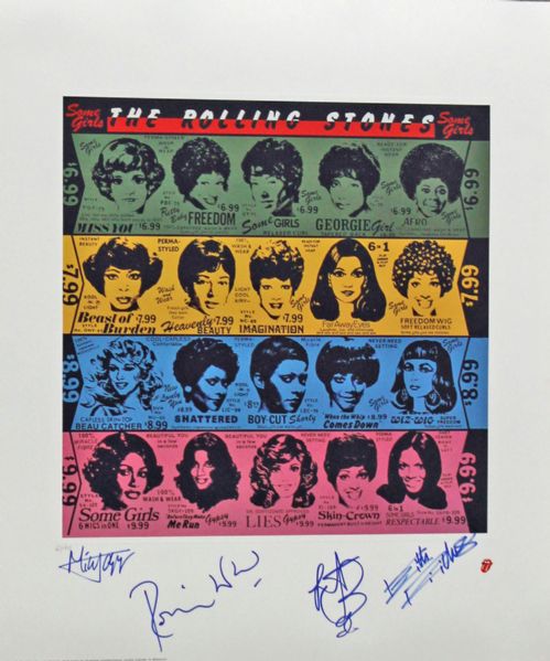 The Rolling Stones Group Signed 23" x 27" Limited Edition "Some Girls" Album Art Lithograph (4 Sigs)(Roger Epperson/REAL)