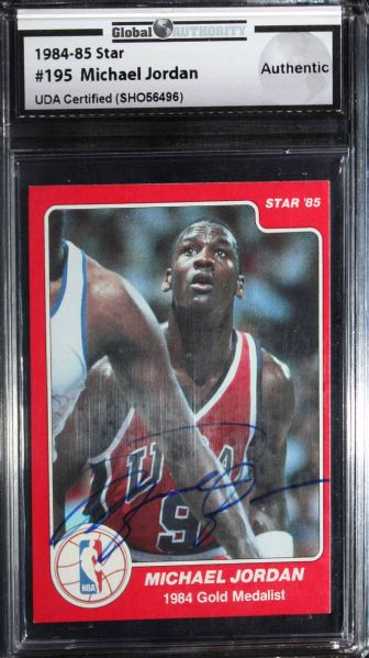 Michael Jordan RARE Signed 1984-85 Star Rookie Card #195 (UDA)