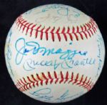 Yankee Legends Signed ONL Baseball with Mantle, Maris, DiMaggio, Gomez, etc. (22 Sigs)(PSA/DNA)