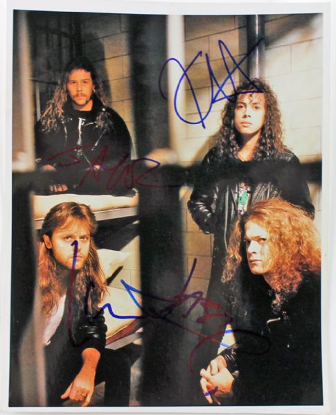 Metallica Group Signed 8" x 10" Color Photo w/Hetfield, Ulrich, Hammett & Newsted (Epperson/REAL)