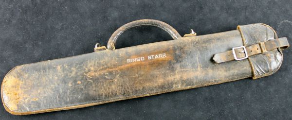 The Beatles: Ringo Starr Personally Used Vintage Engraved Leather Drum Stick Holder