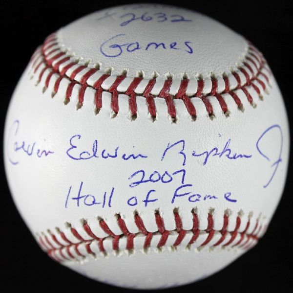 Cal Ripken Jr. Rare Signed "Stat" Baseball with "Calvin Edwin Ripken Jr." Full Name Sig! (PSA/DNA)
