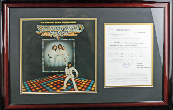 The Bee Gees: Barry & Maurice Gibb Signed Royalty Agreement in Framed Display (PSA/DNA)