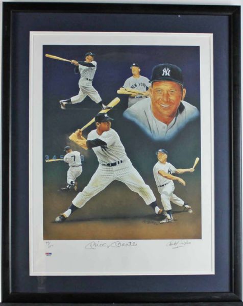 Mickey Mantle Signed 18x24 Paluso Ltd Ed Litho in Framed Display (PSA/DNA)