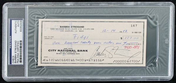 Barbra Streisand Signed Encapsulated Check (PSA/DNA)