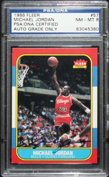 1986 Fleer Michael Jordan Signed Rookie Card - UDA & PSA/DNA Graded NM-MT 8
