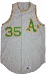 1970 Vida Blue Rookie Oakland As Game-Used Green Mist Road Jersey Vest (Grey Flannel)
