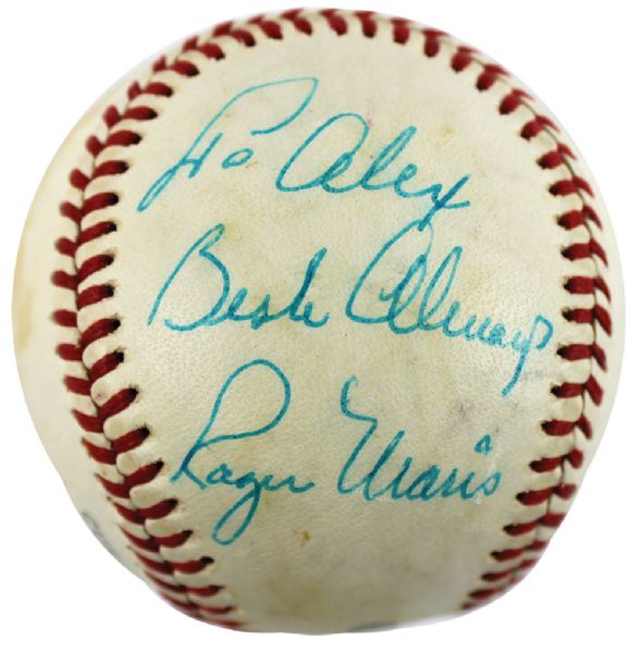 Roger Maris Signed & Inscribed Official League Baseball - PSA/DNA Graded NM 7