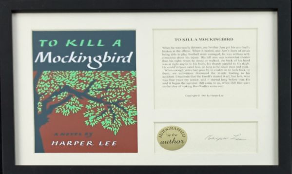 Harper Lee "To Kill A Mockingbird" Author Hand-Signed Cut in Framed Display (PSA/DNA)