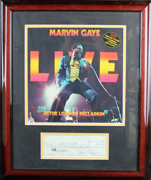 Marvin Gaye Signed Bank Check in Custom Framed Display (PSA/DNA)