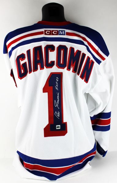 Eddie Giacomin Signed "HOF 87" New York Rangers Hockey Sweater (PSA/DNA)