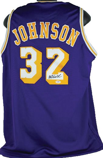 Magic Johnson Signed Los Angeles Lakers Basketball Jersey (PSA/DNA)