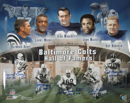 Baltimore Colts Signed Hall of Fame 16 x 20 Litho (PSA)