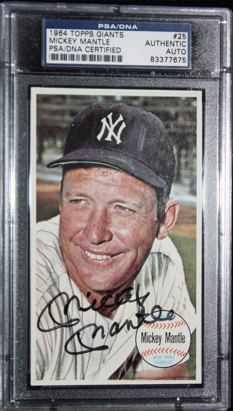 Lot Detail - 1964 Mickey Mantle Signed Topps Giants #25 (PSA/DNA
