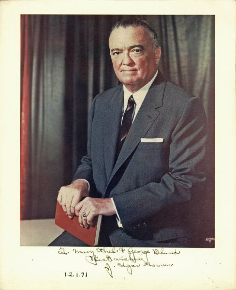 J. Edgar Hoover Signed 8" x 10" Color Portrait Photo (PSA/DNA)