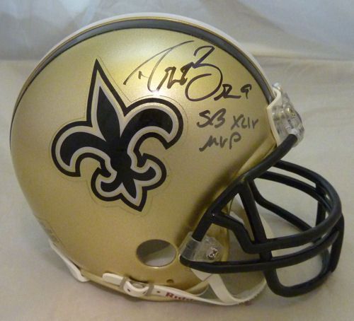 Drew Brees Signed & Inscribed "SB XLIV MVP" Saints Mini-Helmet (PSA/DNA)