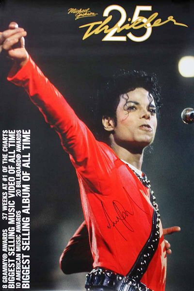Michael Jackson Large & Impressive Signed Thriller 25th Anniversary Commemorative Poster (PSA/DNA)