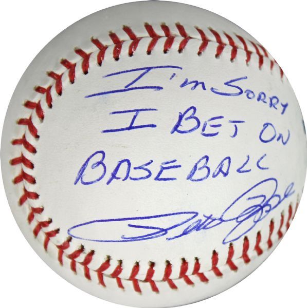 Pete Rose Graded MINT 9 Signed OML Baseball w/ "Im Sorry I Bet On Baseball" Inscription (PSA/DNA)