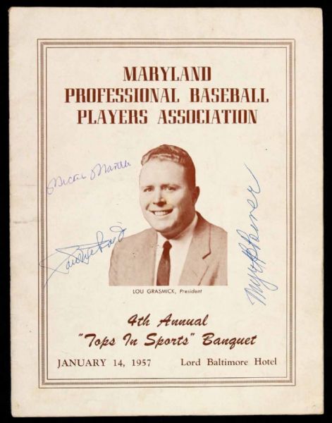 Mickey Mantle Vintage 1957 Signed Maryland "Tops in Sports" Banquet Program (JSA)