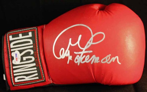 George Forman Signed Boxing Glove w/ Desirable Silver Autograph! (PSA/DNA)