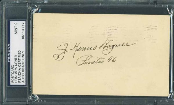 Honus Wagner Graded MINT 9 Signed Government Post Card (PSA/DNA Encapsulated)